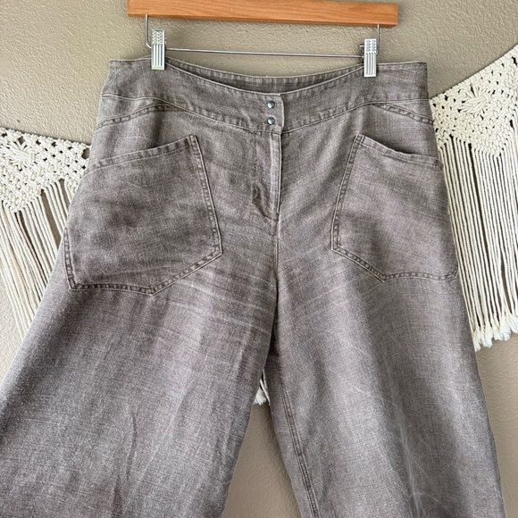 BABETTE San Francisco 100% linen wide leg baggy pants EUC F - Picture 2 of 9